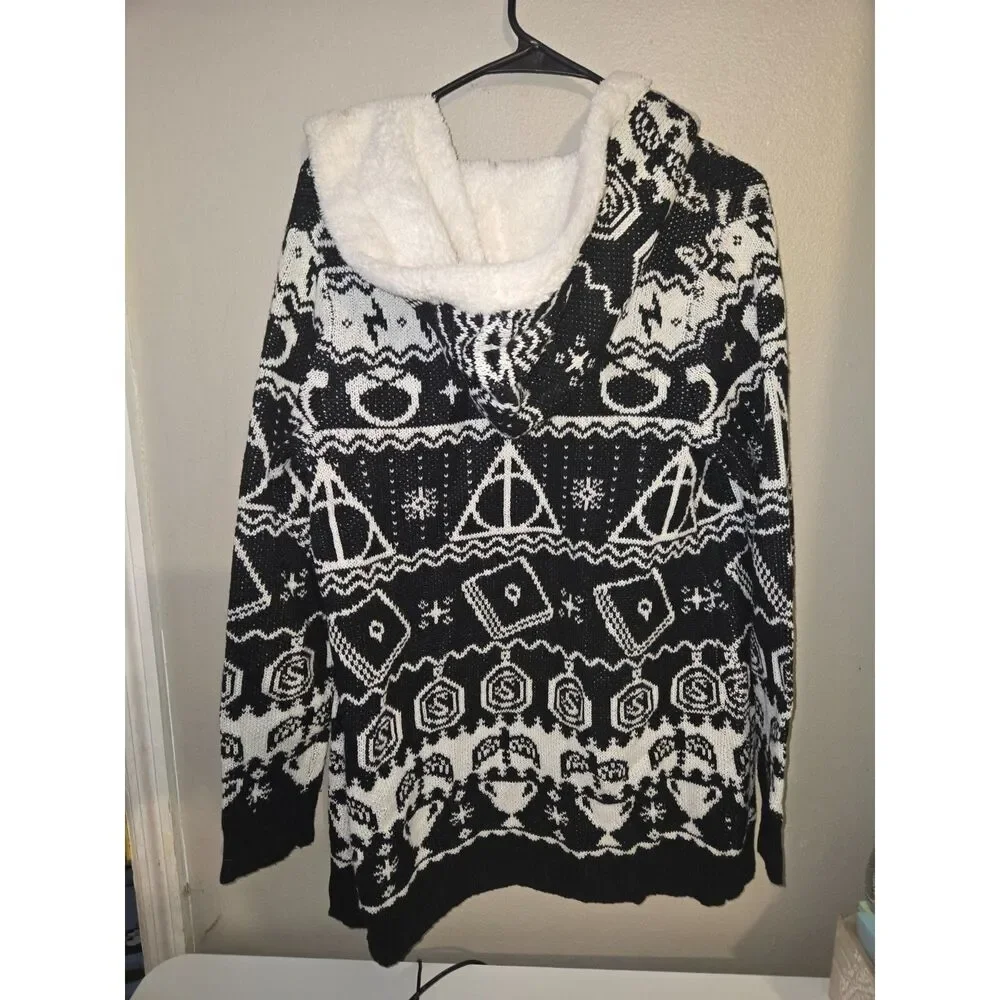 Harry Potter Horcrux Sherpa Open Front Cardigan Hooded - Picture 3 of 3